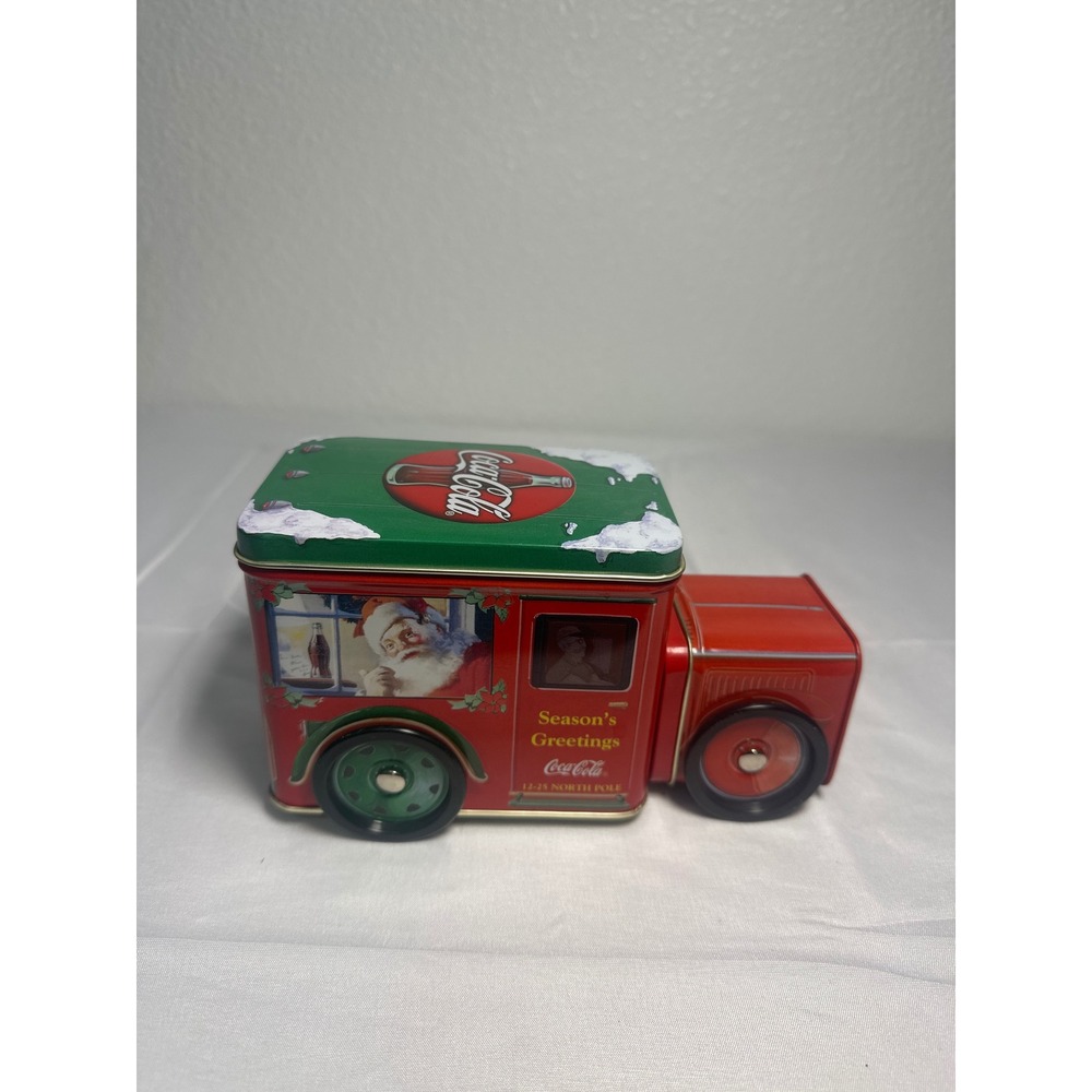 Coca-Cola‎ Christmas Holiday Delivery Truck Tin Santa Claus Red Green Vintage